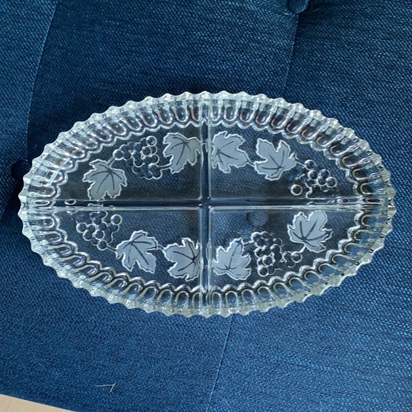 Vintage Oval Glass Four Section Serving Plate - Picture 6 of 8